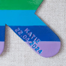 Handmade Clay Letter with Rainbow Stripe Design
