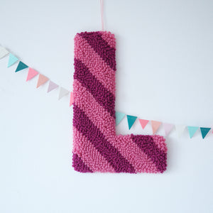 Raspberry & Pink Stripe Custom Letter Wall Hanging