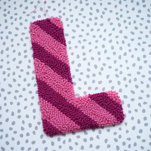 Raspberry & Pink Stripe Custom Letter Wall Hanging