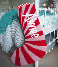 Custom Red and Pink Stripe Christmas Stocking