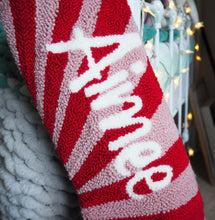 Custom Red and Pink Stripe Christmas Stocking