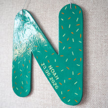 Aqua Personalised Clay Letter with Sprinkle Design