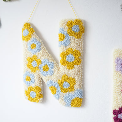Blue & Yellow Daisy Flower Letter Wall Hanging