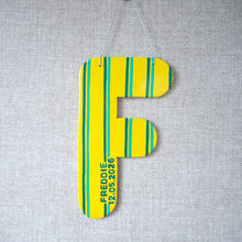 Personalised Hanging Clay Letter with Stripe design