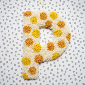 Yellow Polka Dot Letter Wall Hanging