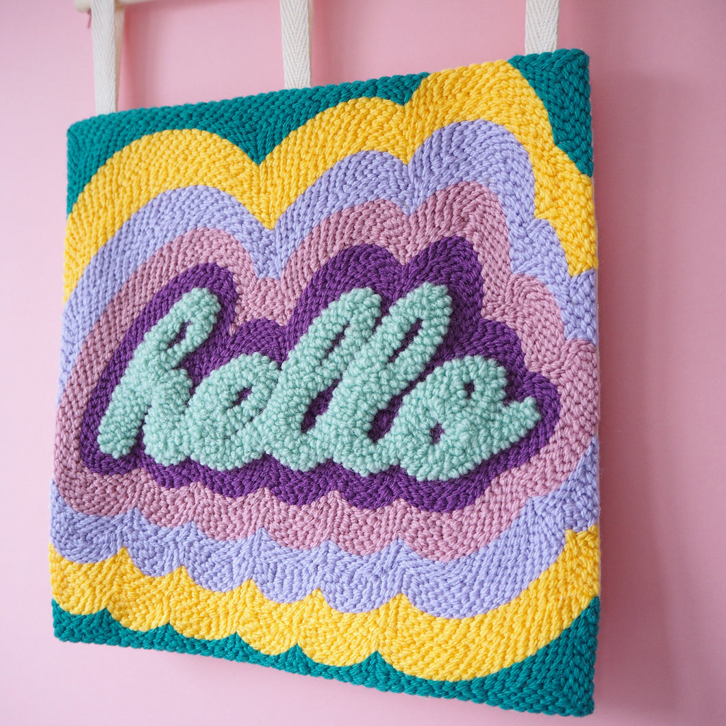 Punchneedle Hello Slogan Wall Art