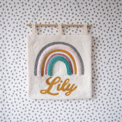 Personalised Rainbow Punchneedle Wall Art